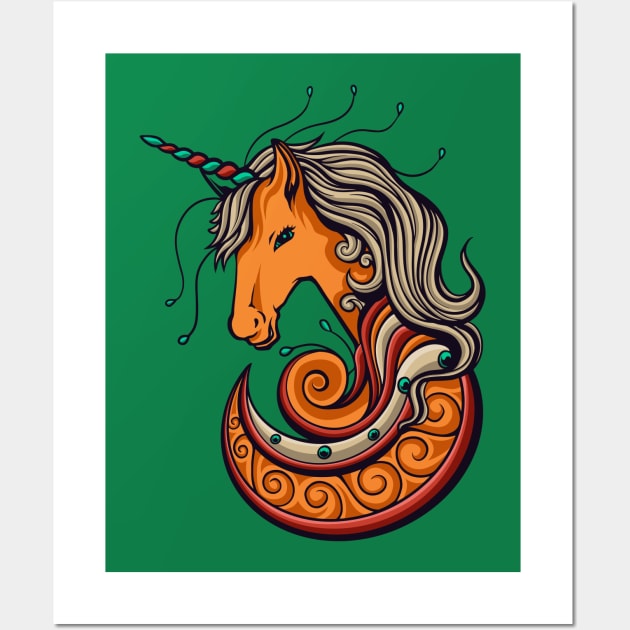 Unicorn Head Illustration Wall Art by Mako Design 